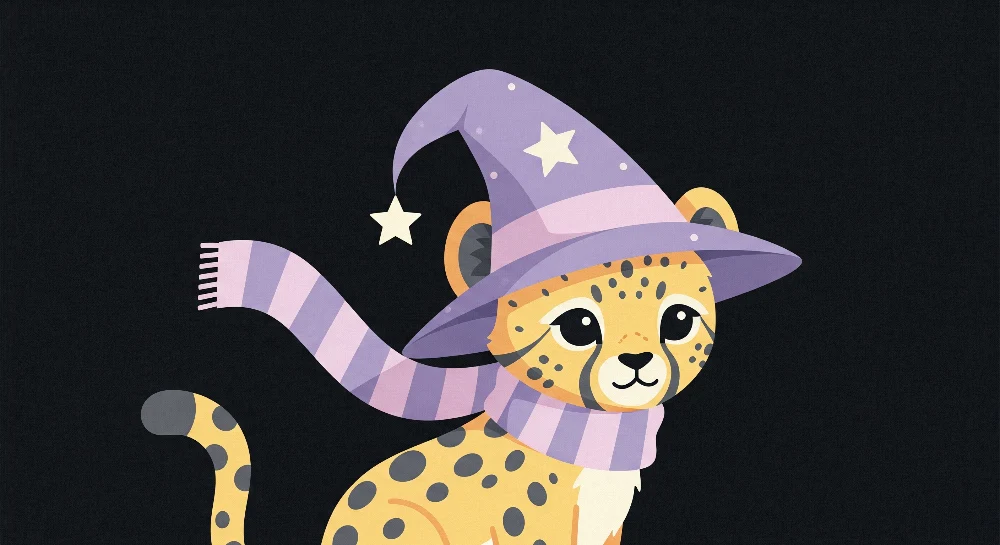 Tapet barnerom | Magisk leopard med hatt og skjerf