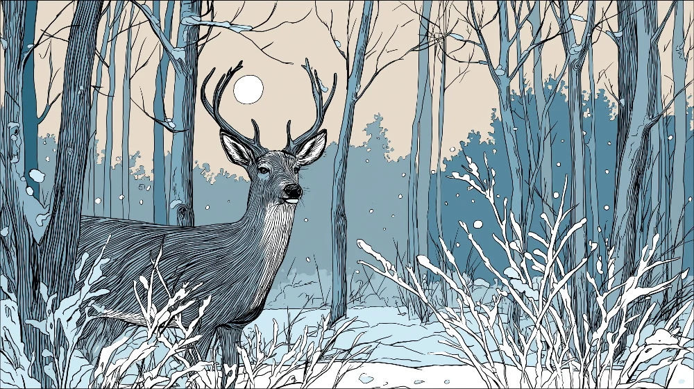 Tapet barnerom | Majestetisk hjort i en vinter skog