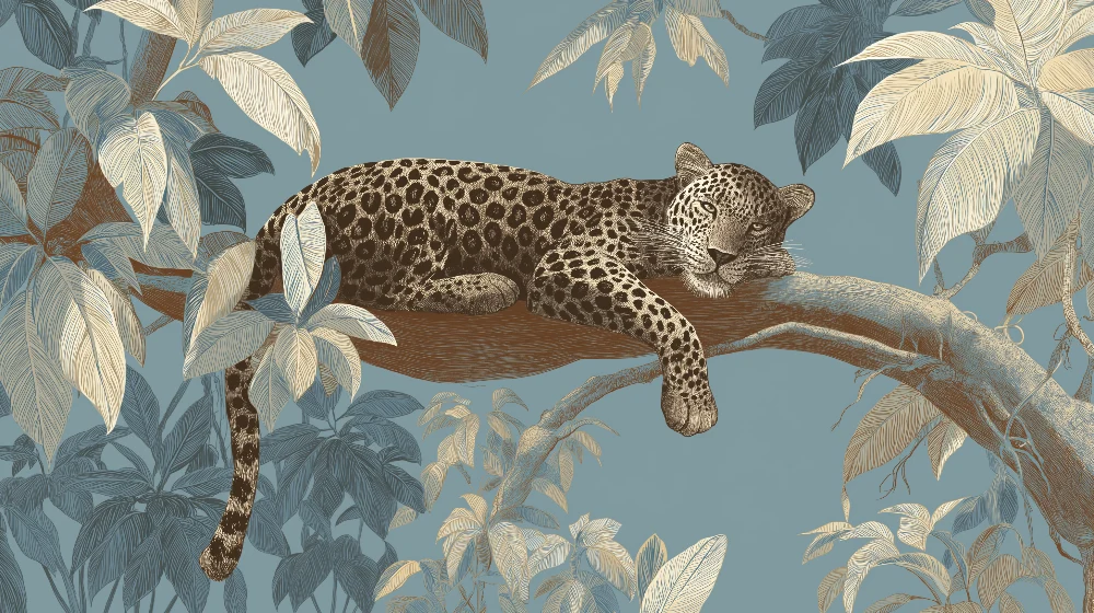 Tapet barnerom | Majestetisk leopard som hviler i jungelen