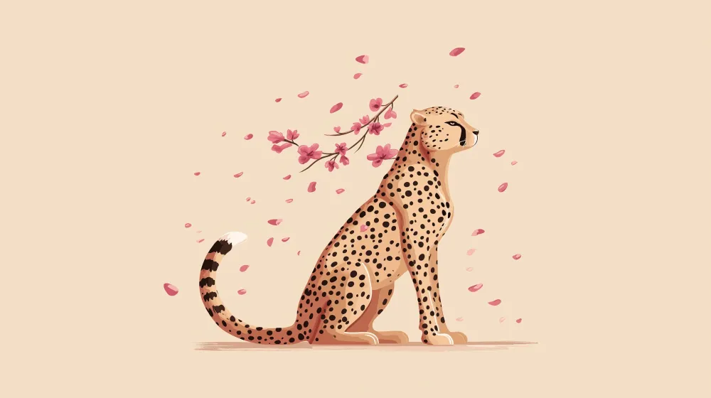 Tapet barnerom | Majestetisk leopard under kirsebærblomster