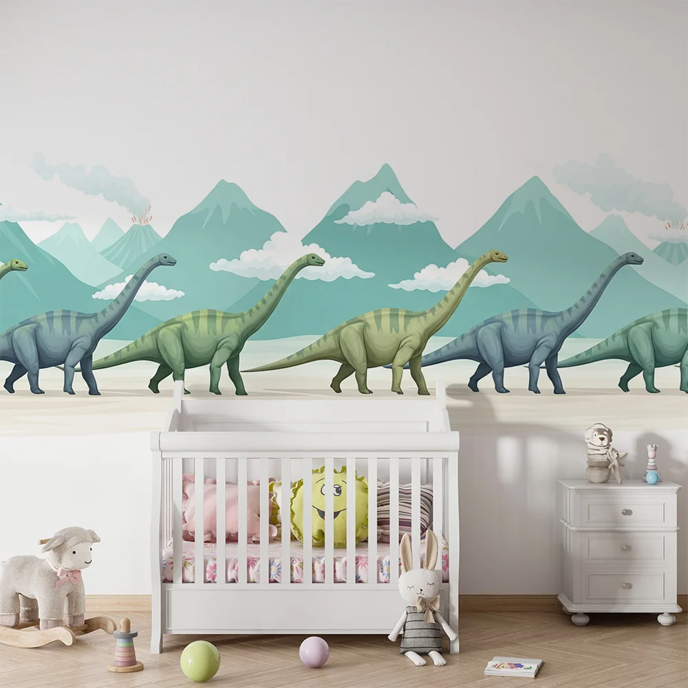 Tapet barnerom | Majestetiske dinosaurer i en forhistorisk landskap
