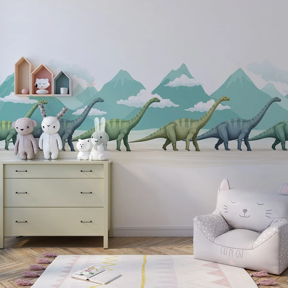 Tapet barnerom | Majestetiske dinosaurer i en forhistorisk landskap