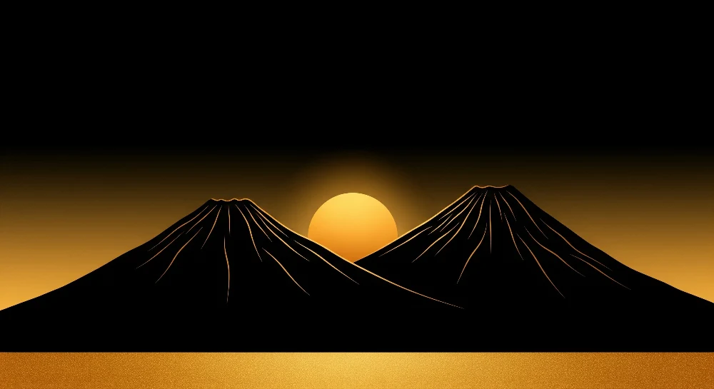Tapet barnerom | Majestetiske fjell og gylden solnedgang