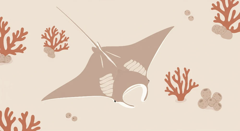 Tapet barnerom | Manta ray og koraller i myke toner