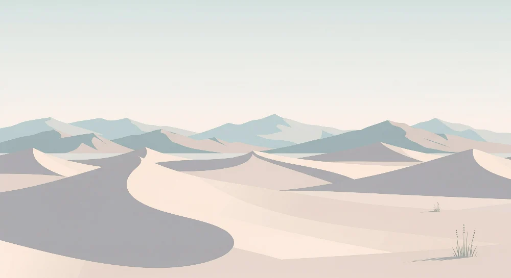 Tapet barnerom | Minimalistisk ørkenlandskap med sanddyner og fjell