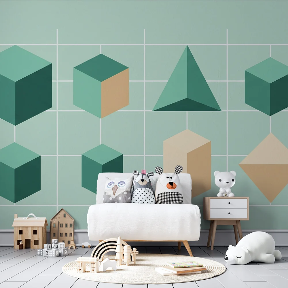 Tapet barnerom | Moderne geometriske former på pastellbakgrunn