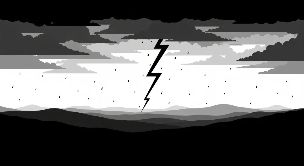 Tapet barnerom | Monokromt storm med lyn og regn