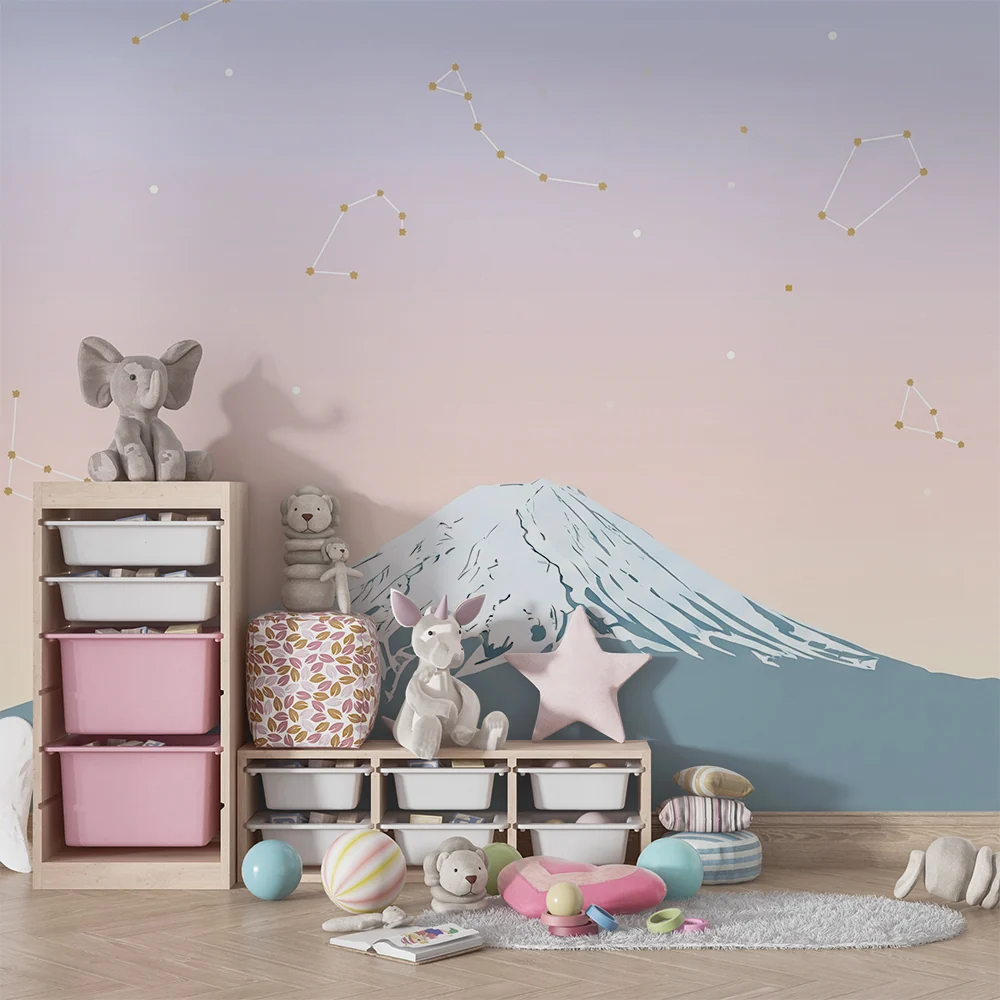 Tapet barnerom | Mont Fuji under en pastellstjerneklar himmel