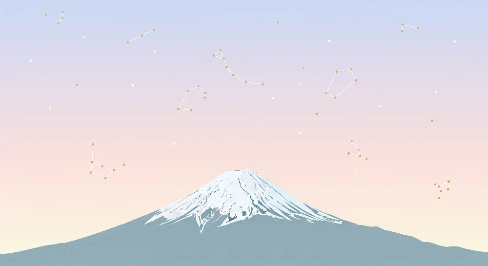 Tapet barnerom | Mont Fuji under en pastellstjerneklar himmel
