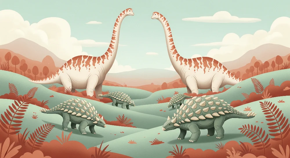 Tapet barnerom | Morsomme dinosaurer i en forhistorisk landskap