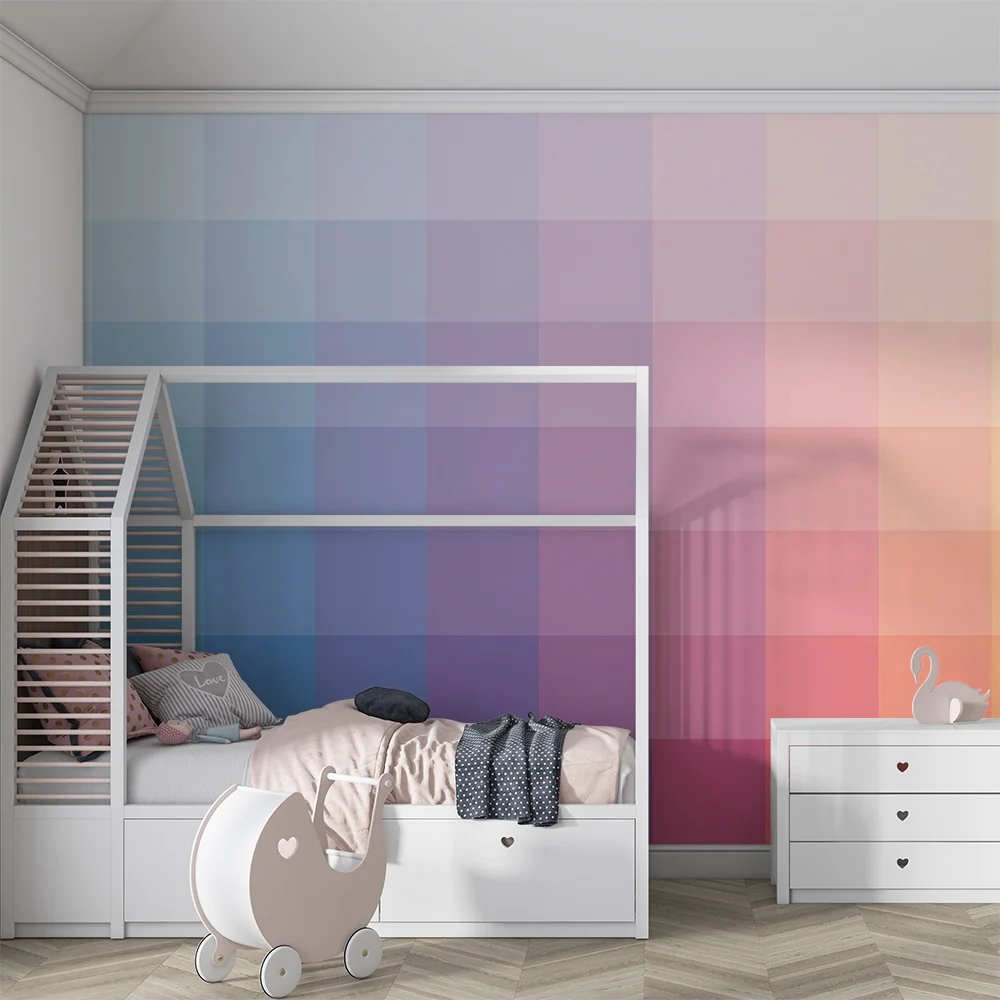 Tapet barnerom | Myk gradient av beroligende pastellfarger