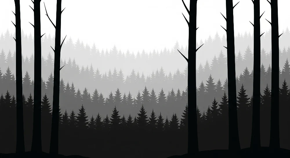 Tapet barnerom | Mystisk skog i gråtoner