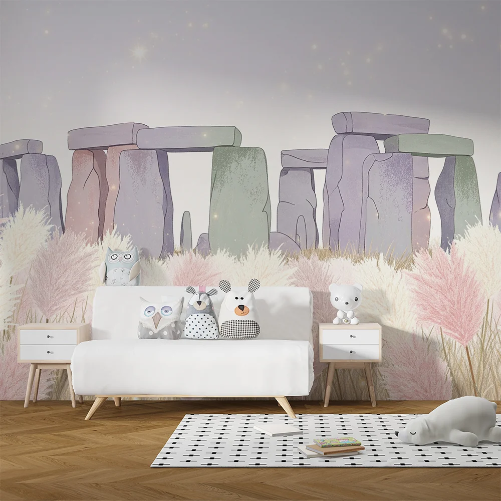 Tapet barnerom | Mystisk Stonehenge omgitt av pampas gressblomster