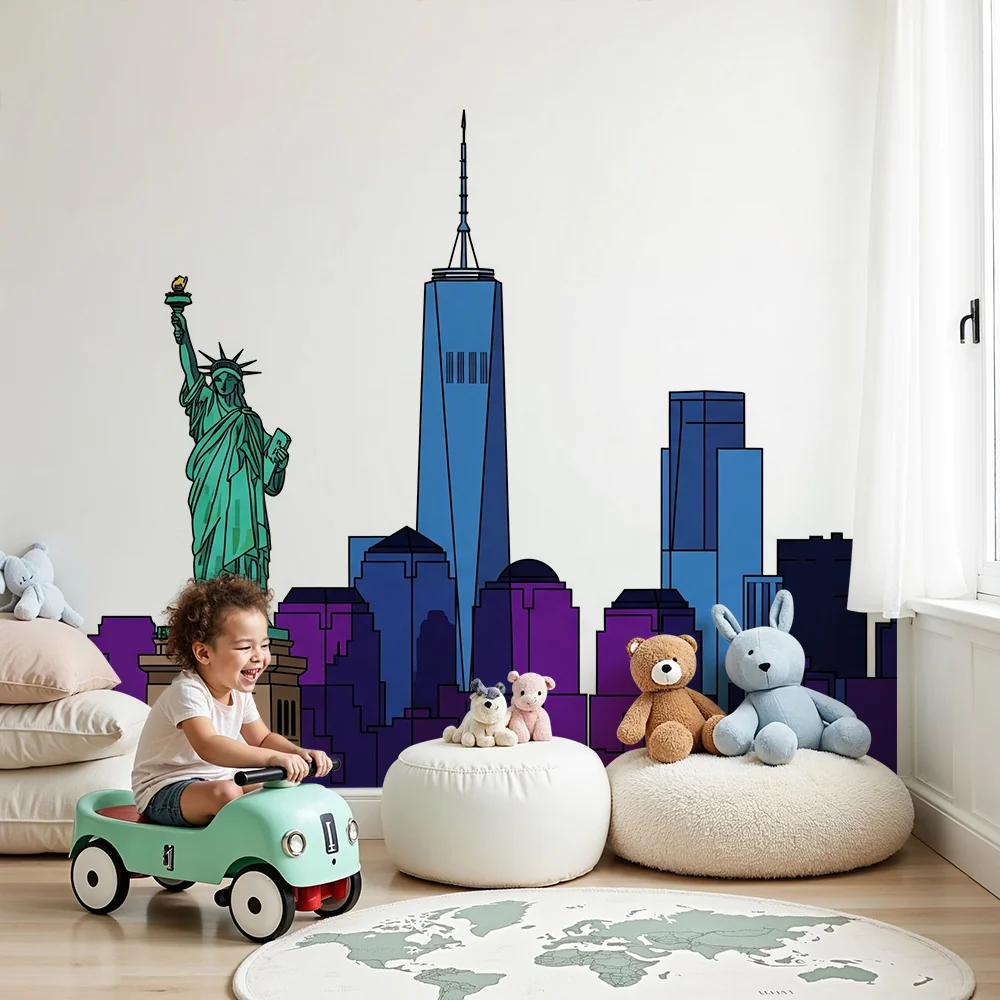Tapet barnerom | New York skyline med Frihetsgudinnen