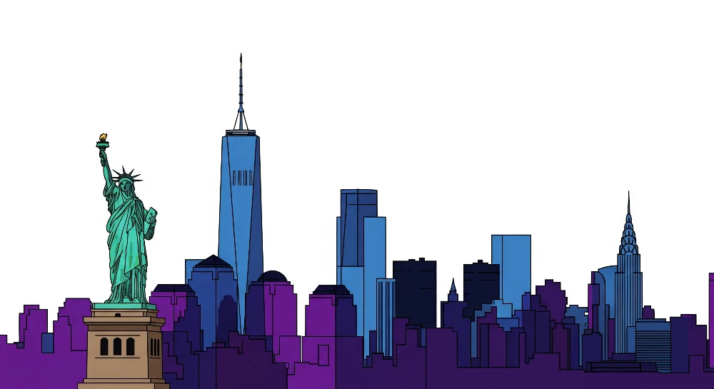 Tapet barnerom | New York skyline med Frihetsgudinnen