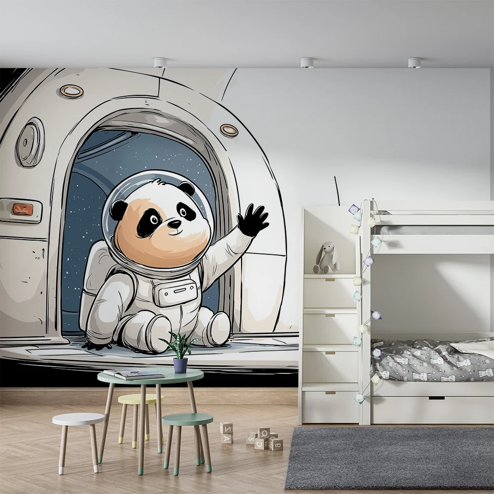 Tapet barnerom | Panda astronaut i rommet