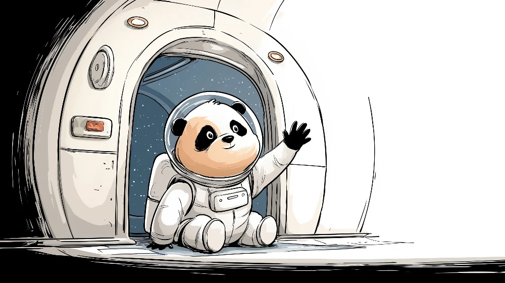 Tapet barnerom | Panda astronaut i rommet