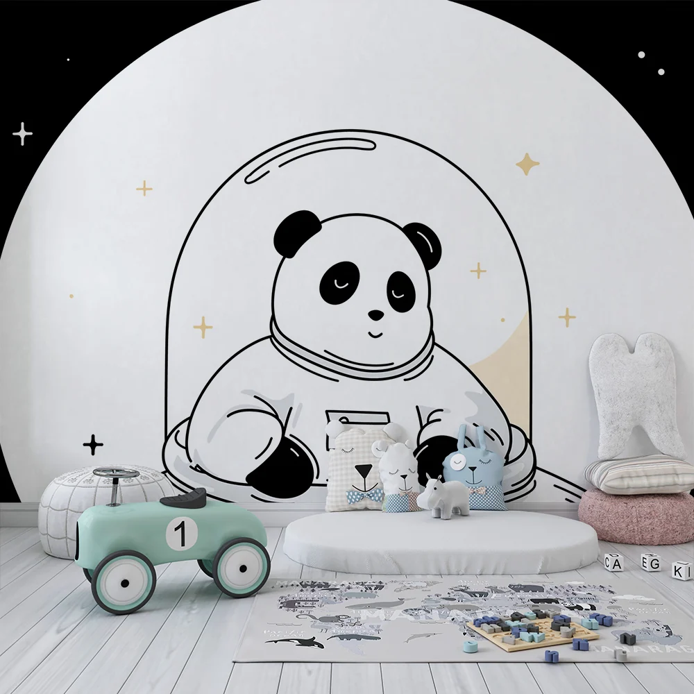 Tapet barnerom | Panda astronaut utforsker rommet