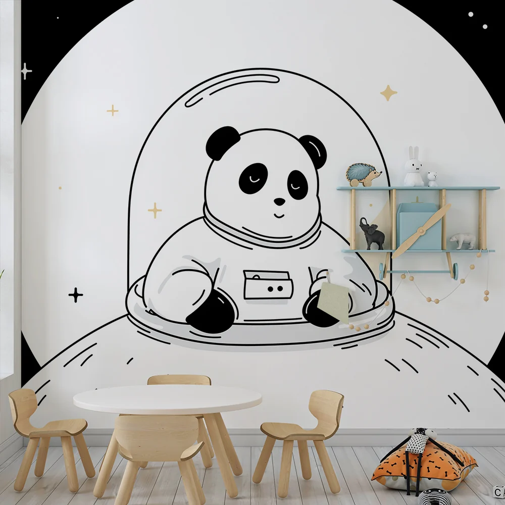 Tapet barnerom | Panda astronaut utforsker rommet