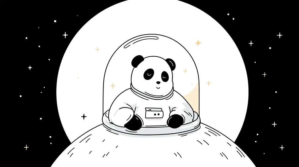 Tapet barnerom | Panda astronaut utforsker rommet
