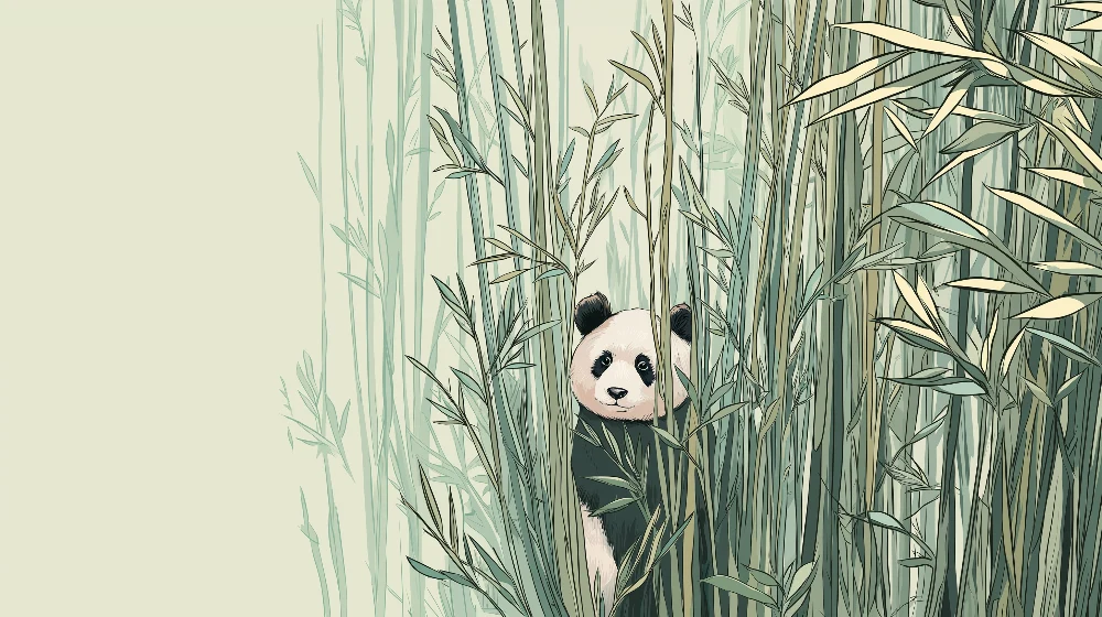 Tapet barnerom | Søt panda gjemt blant bambus