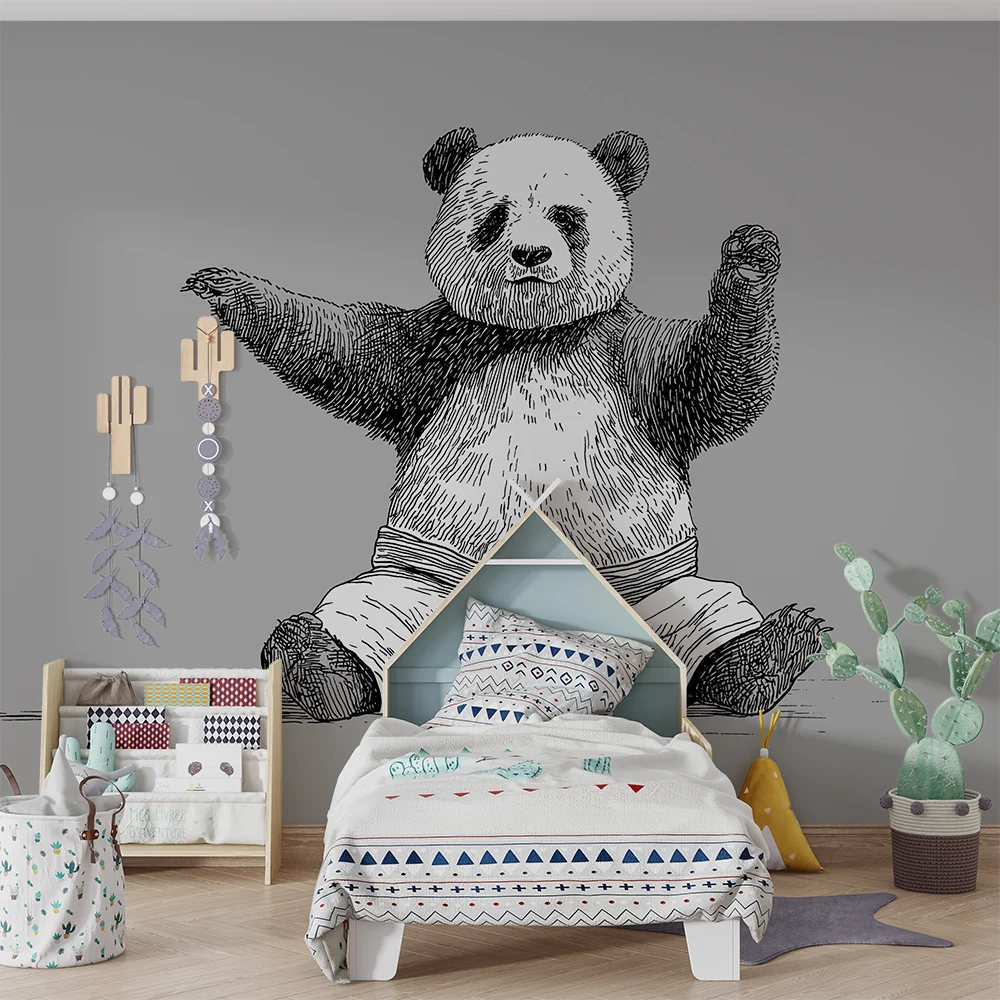 Tapet barnerom | Søt panda i kimono klar til å leke