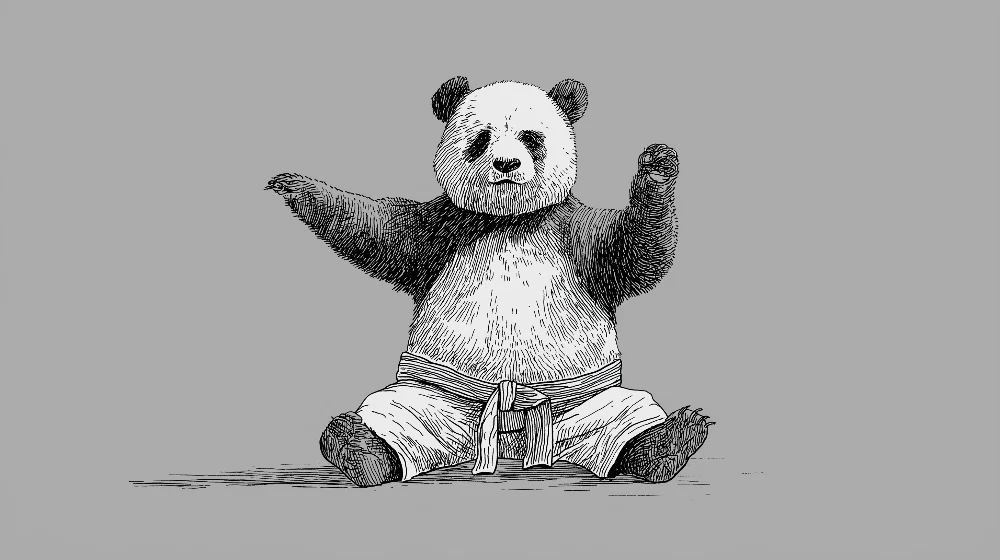 Tapet barnerom | Søt panda i kimono klar til å leke