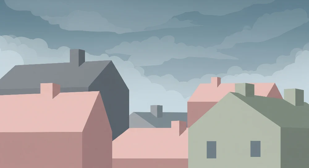 Tapet barnerom | Pastellhus under en skyet himmel