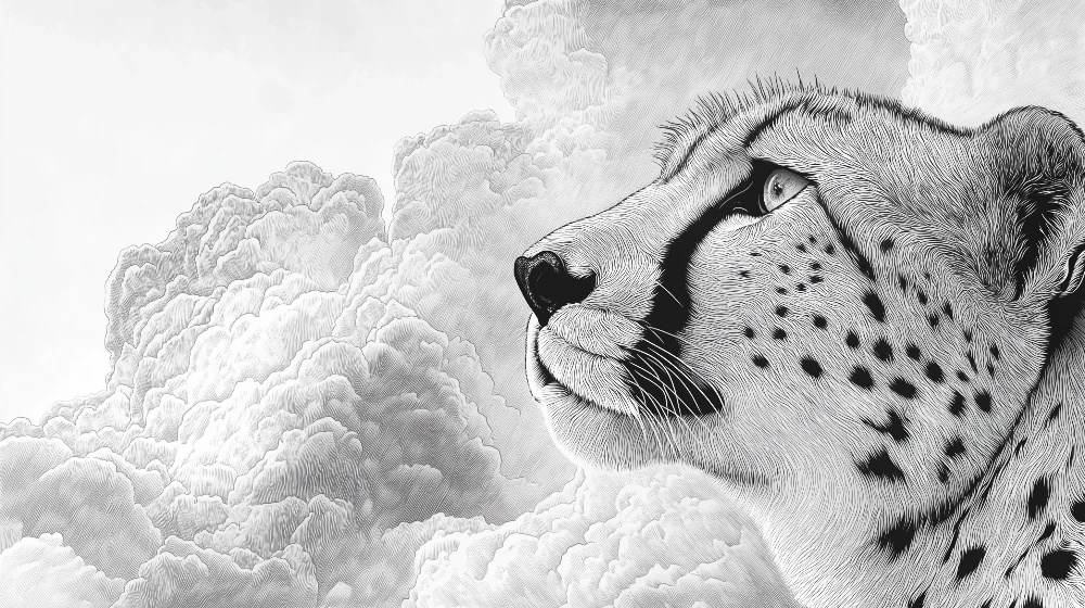 Tapet barnerom | Portrett av gepard i en skyet himmel