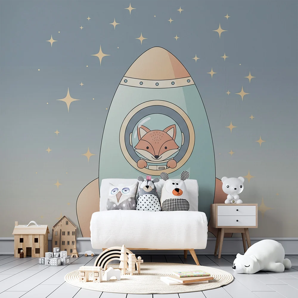 Tapet barnerom | Rev astronaut i en stjernespekket rakett