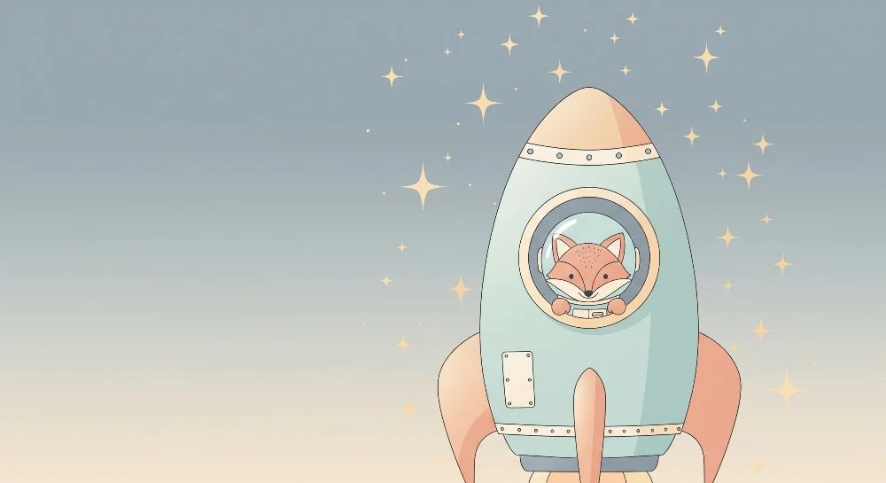 Tapet barnerom | Rev astronaut i en stjernespekket rakett