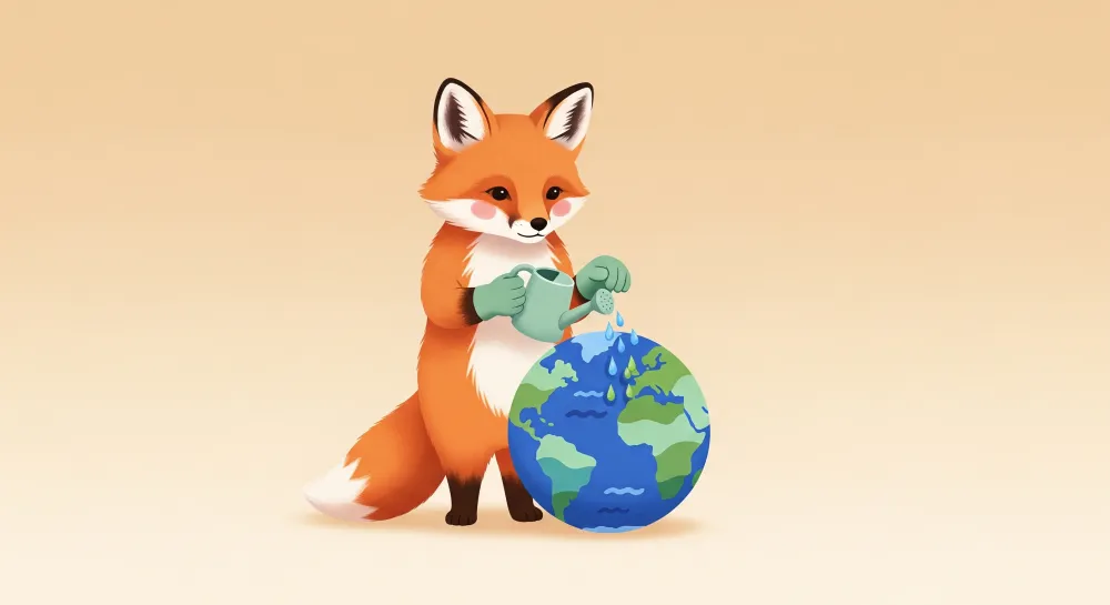Tapet barnerom | Søt rev vanner planeten