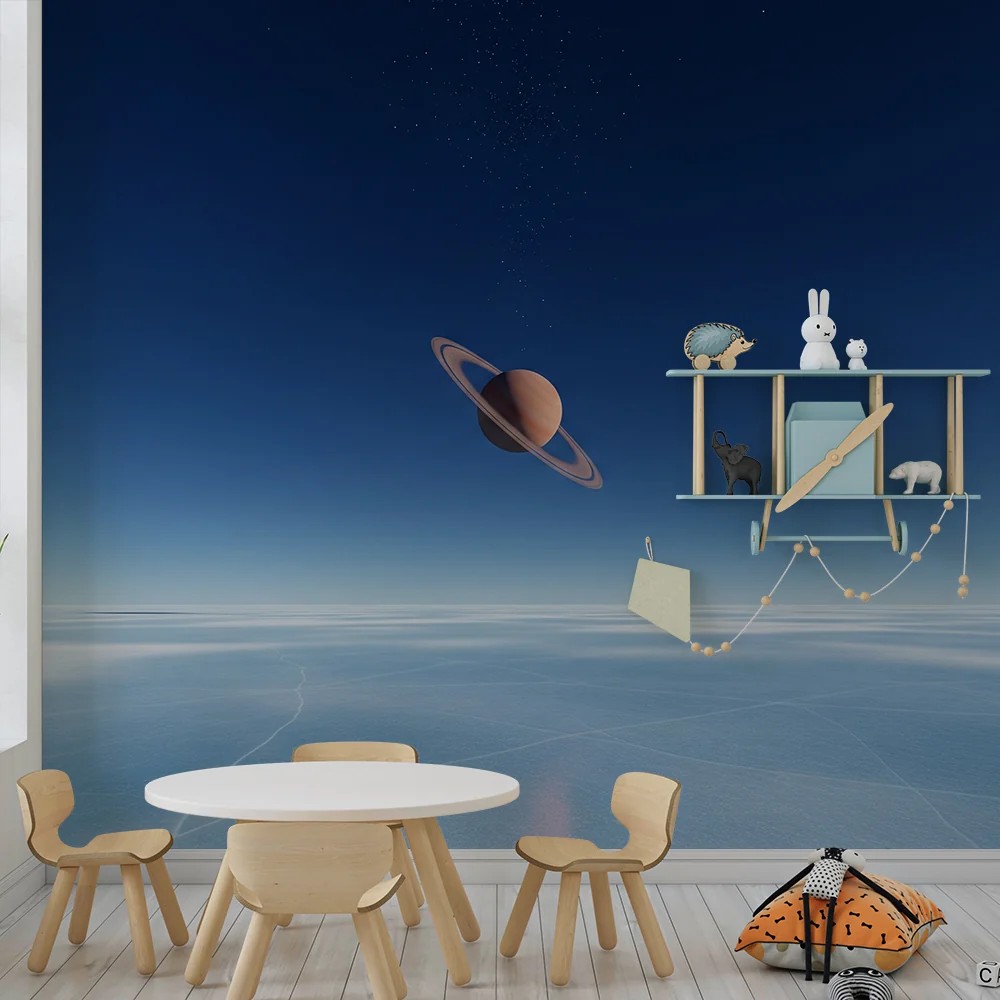 Tapet barnerom | Romutforskning med Saturn og stjernehimmel