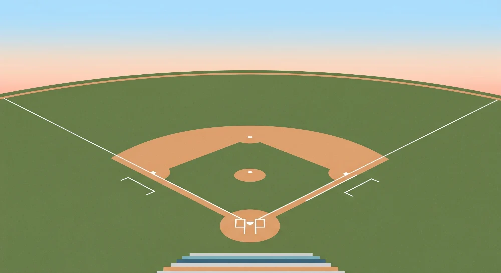 Tapet barnerom | Stilisert baseballbane med gradient himmel