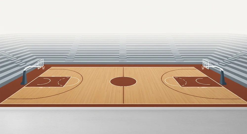 Tapet barnerom | Stilisert basketballbane med moderne tribuner