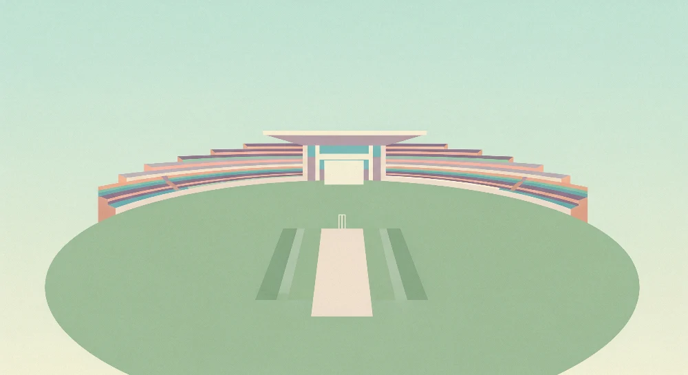Tapet barnerom | Stilisert cricketbane med fargerike tribuner