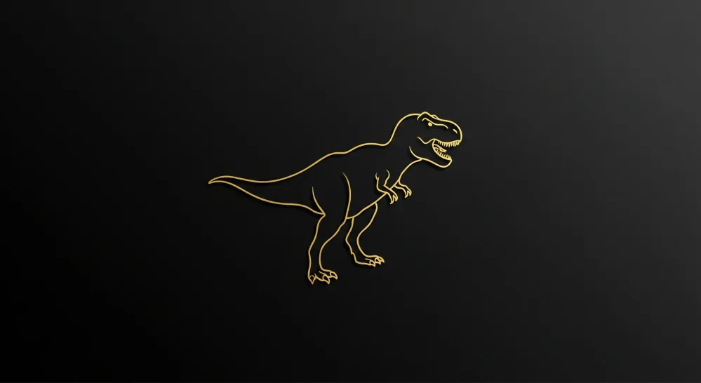 Tapet barnerom | Stilisert tyrannosaurus på svart bakgrunn