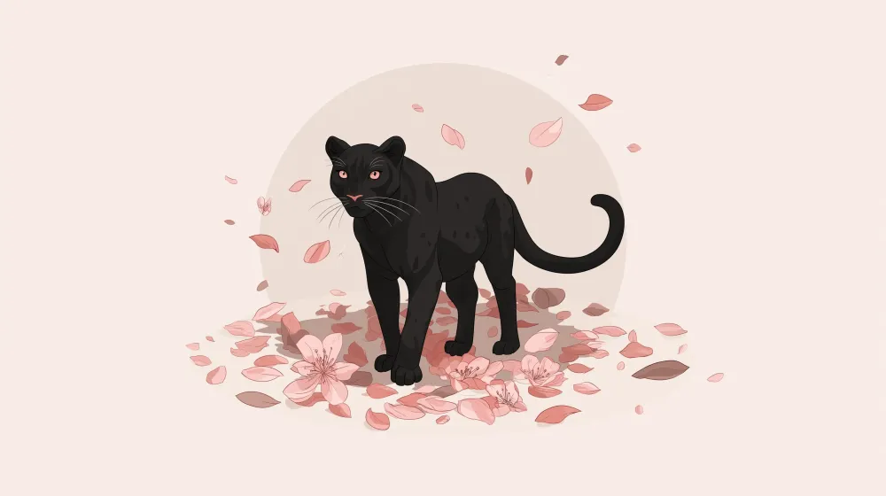 Tapet barnerom | Svart panter omgitt av blomsterblad