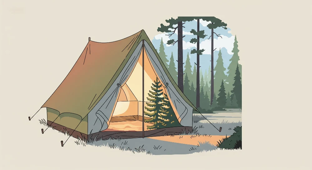 Tapet barnerom | Teltcamping i en fredelig skog