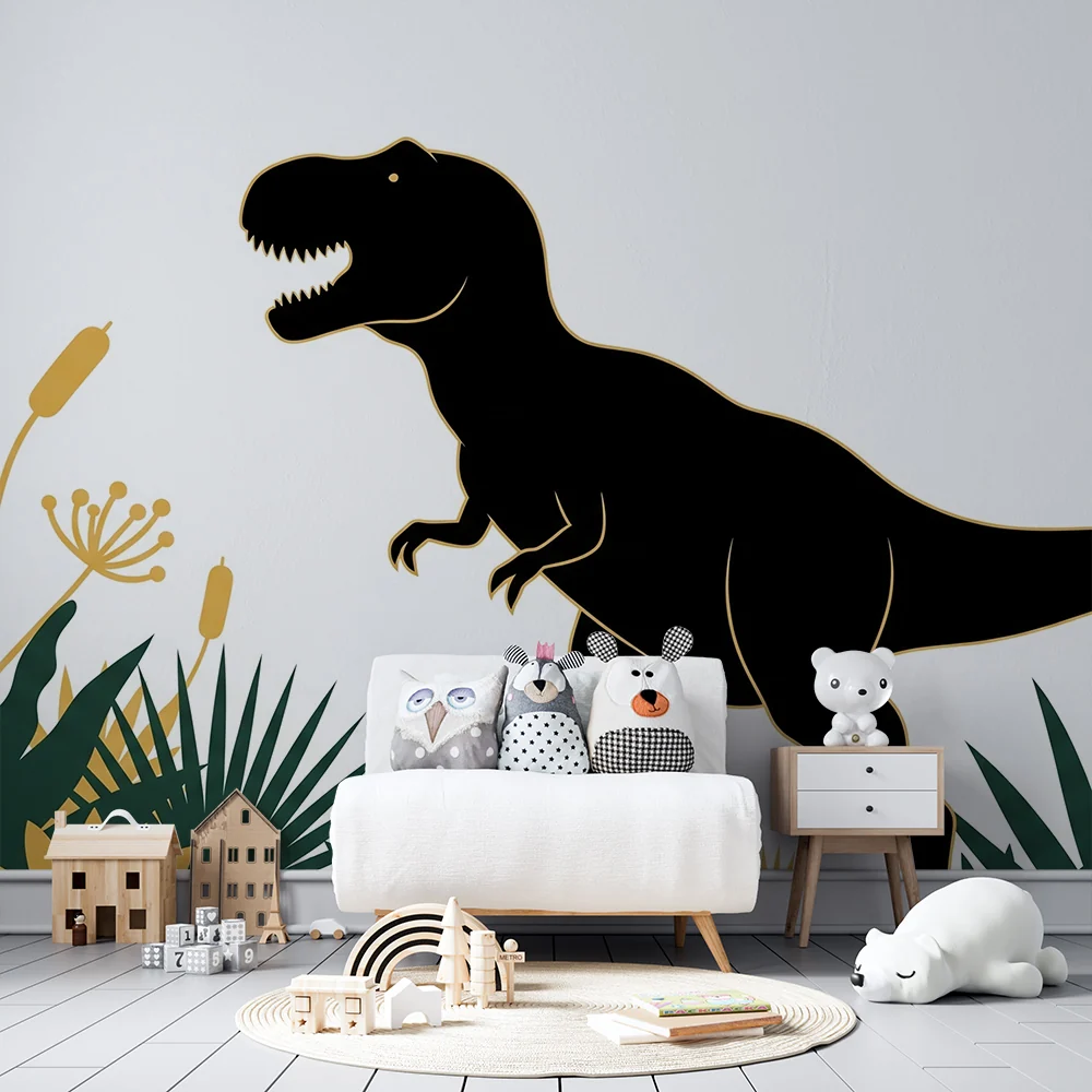 Tapet barnerom | Tyrannosaurus i en stilisert jungel