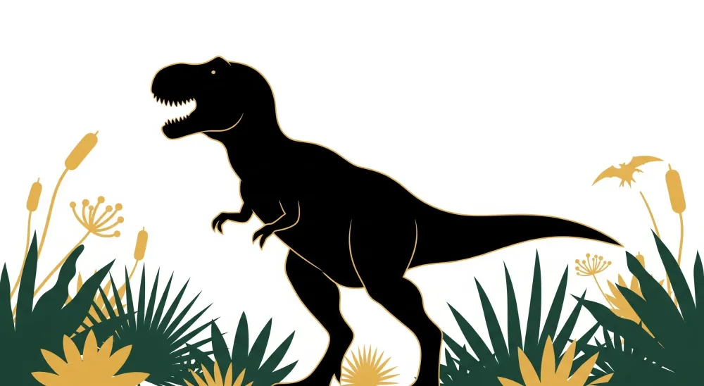 Tapet barnerom | Tyrannosaurus i en stilisert jungel