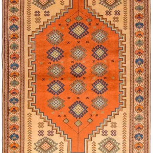 Turkaman teppe - 184 x 127 cm - oransje