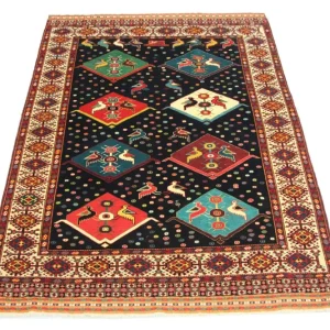 Turkaman teppe square - 158 x 132 cm - blå