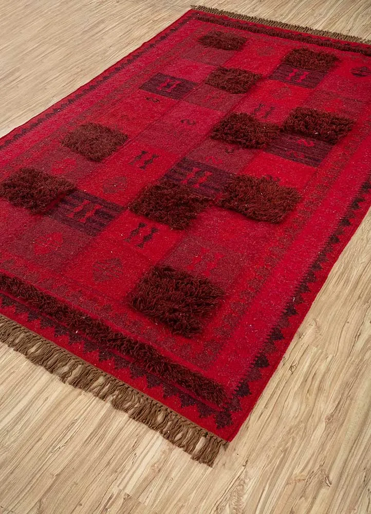 Ullteppe - 225 x 150 cm - rød