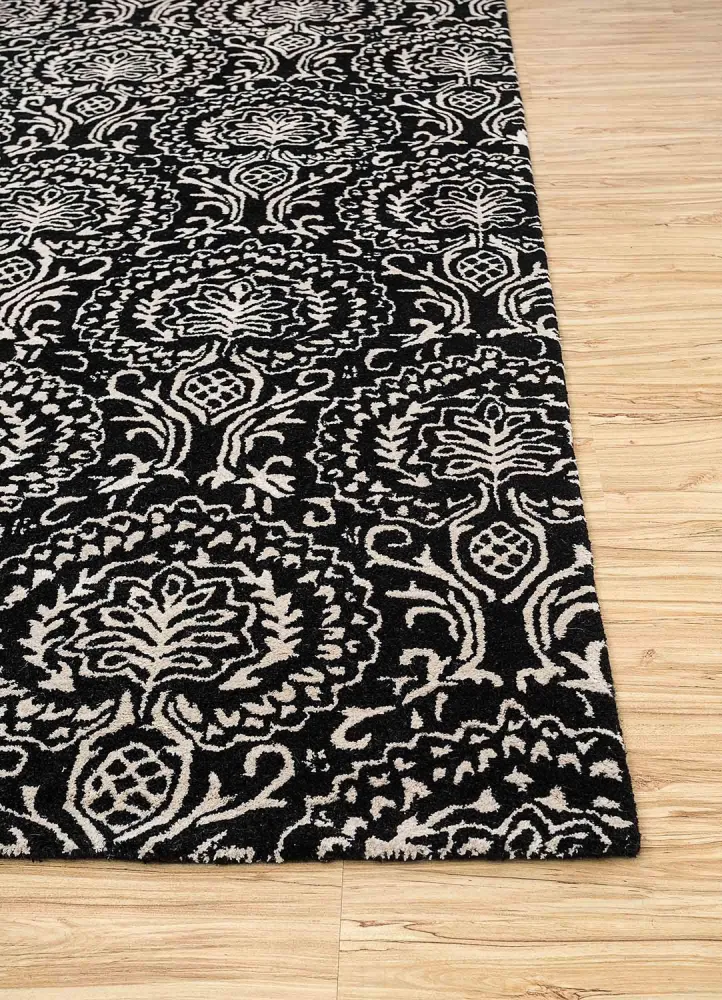 Ullteppe - 240 x 150 cm - svart og hvitt