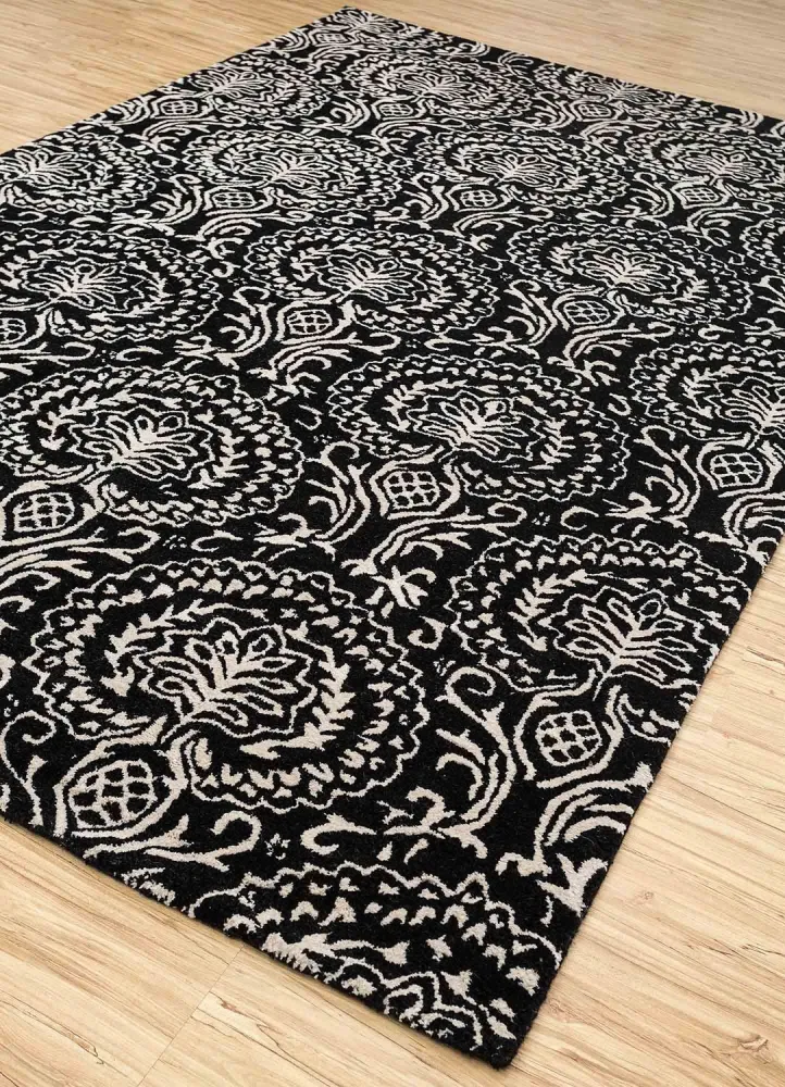 Ullteppe - 240 x 150 cm - svart og hvitt