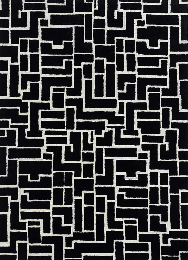 Ullteppe - 270 x 180 cm - svart og hvitt