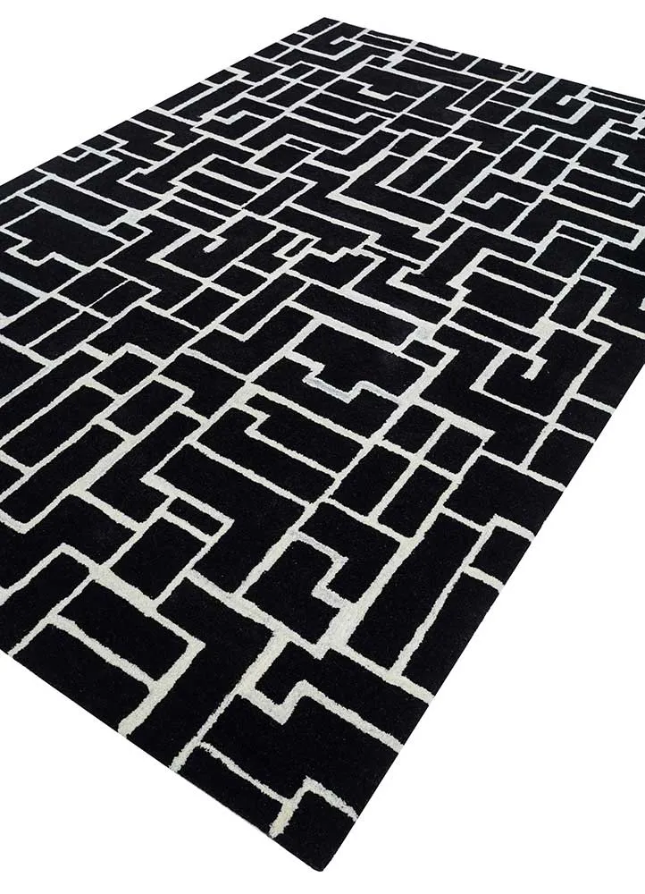 Ullteppe - 270 x 180 cm - svart og hvitt