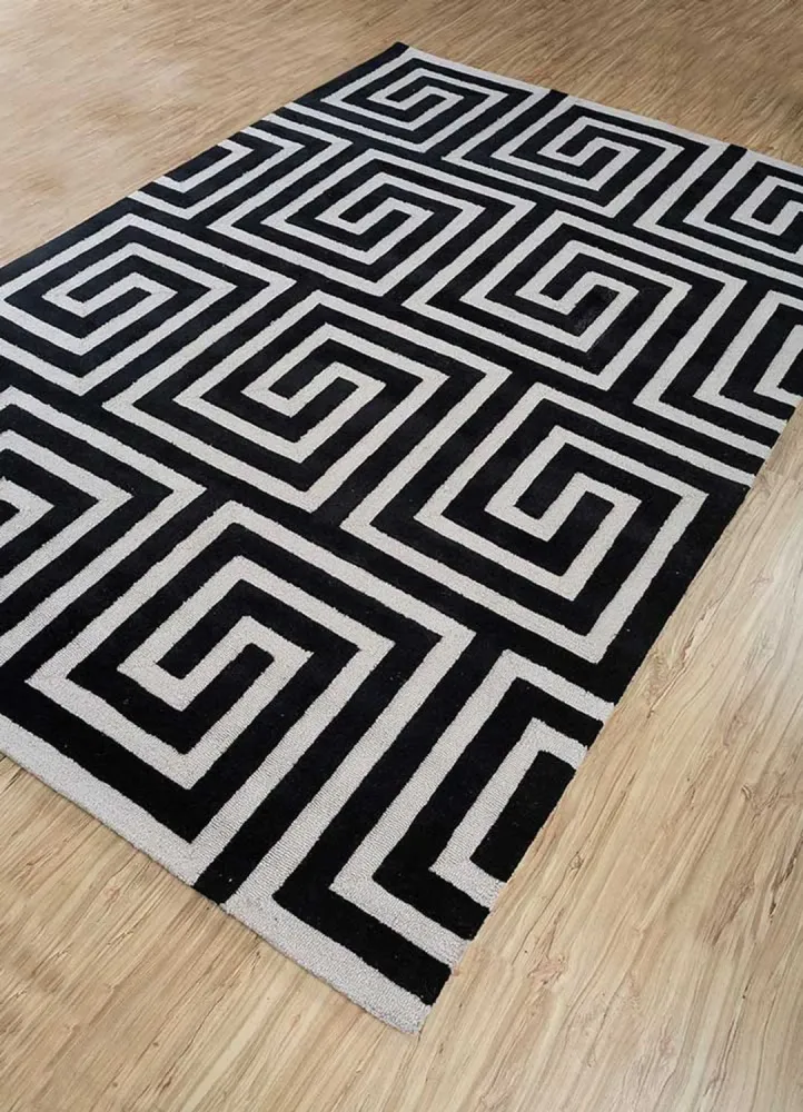 Ullteppe - 330 x 240 cm - svart og hvitt