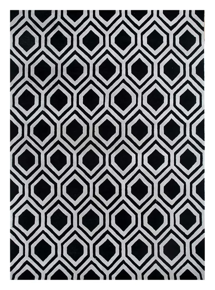 Ullteppe - 330 x 240 cm - svart og hvitt